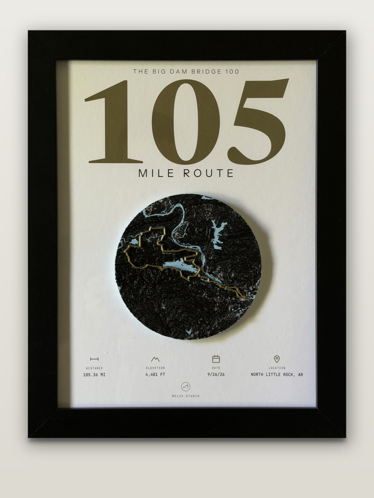 THE MARKER, 105 mile route, framed relief