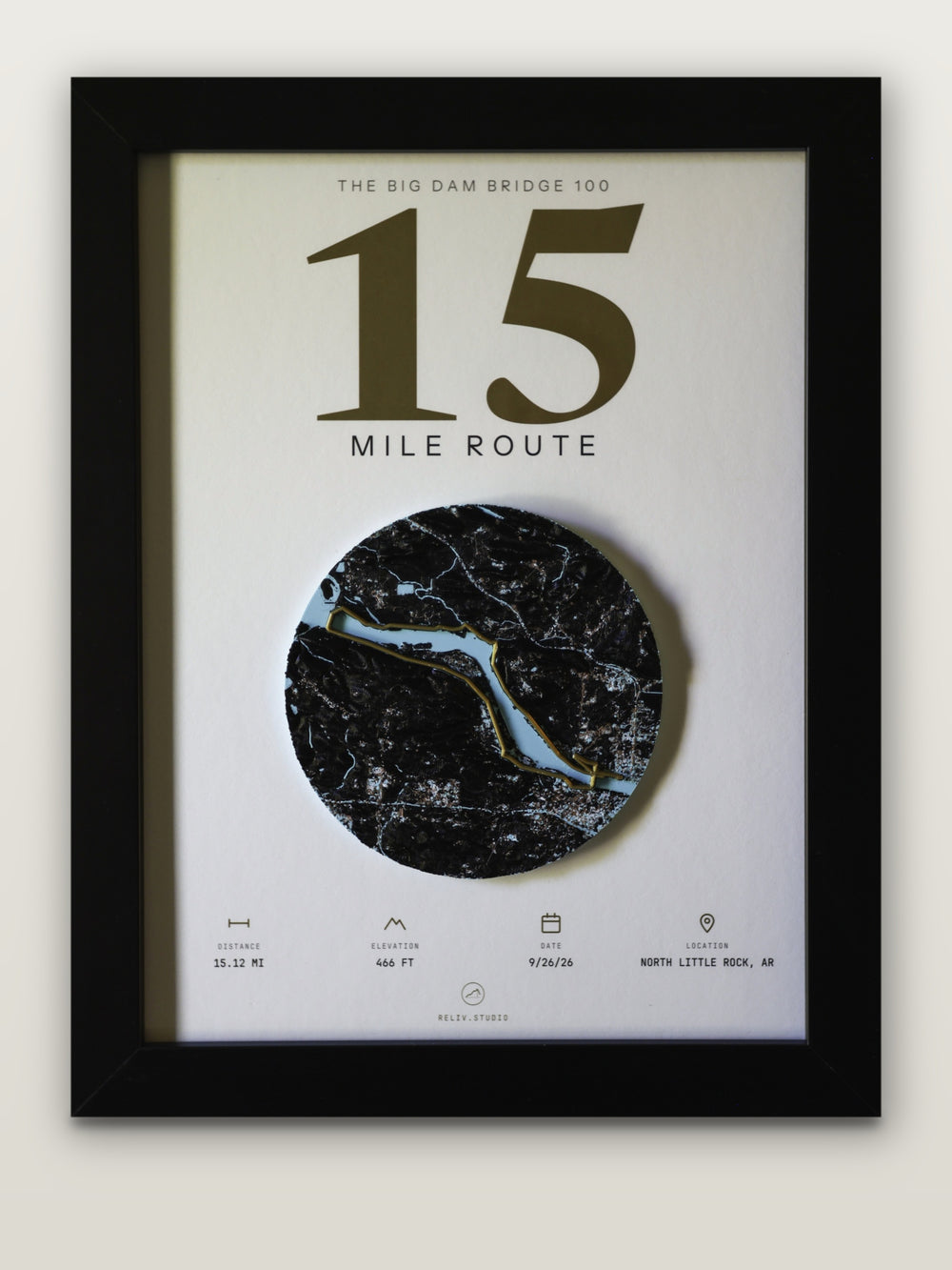 THE MARKER, framed relief of the route you rode