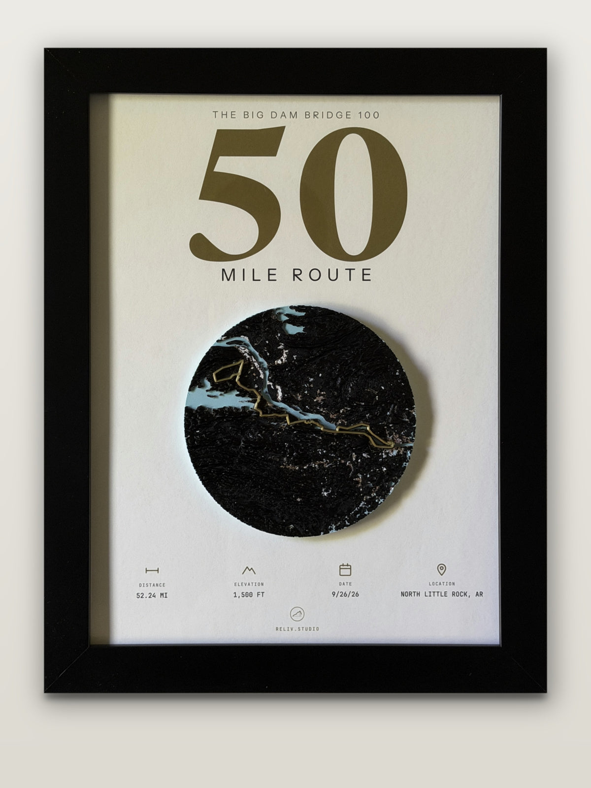 THE MARKER, 50 mile route, framed relief